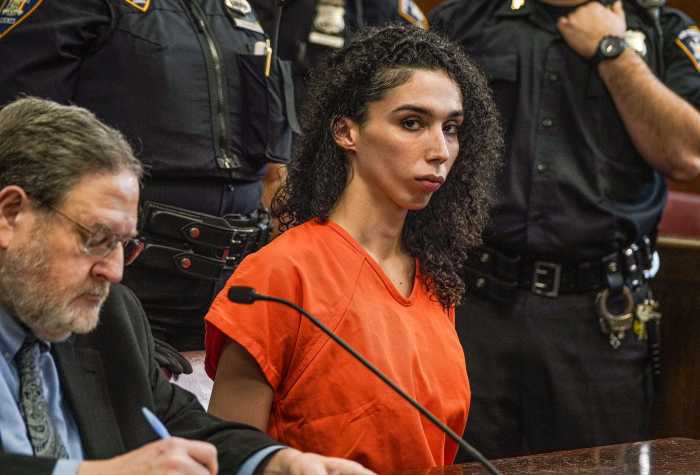 Jaia Cruz, accused of fatally stabbing a postal worker in Harlem earlier this month, pleaded not guilty during a chaotic Thursday court hearing that saw some audience members ejected as emotions ran high.