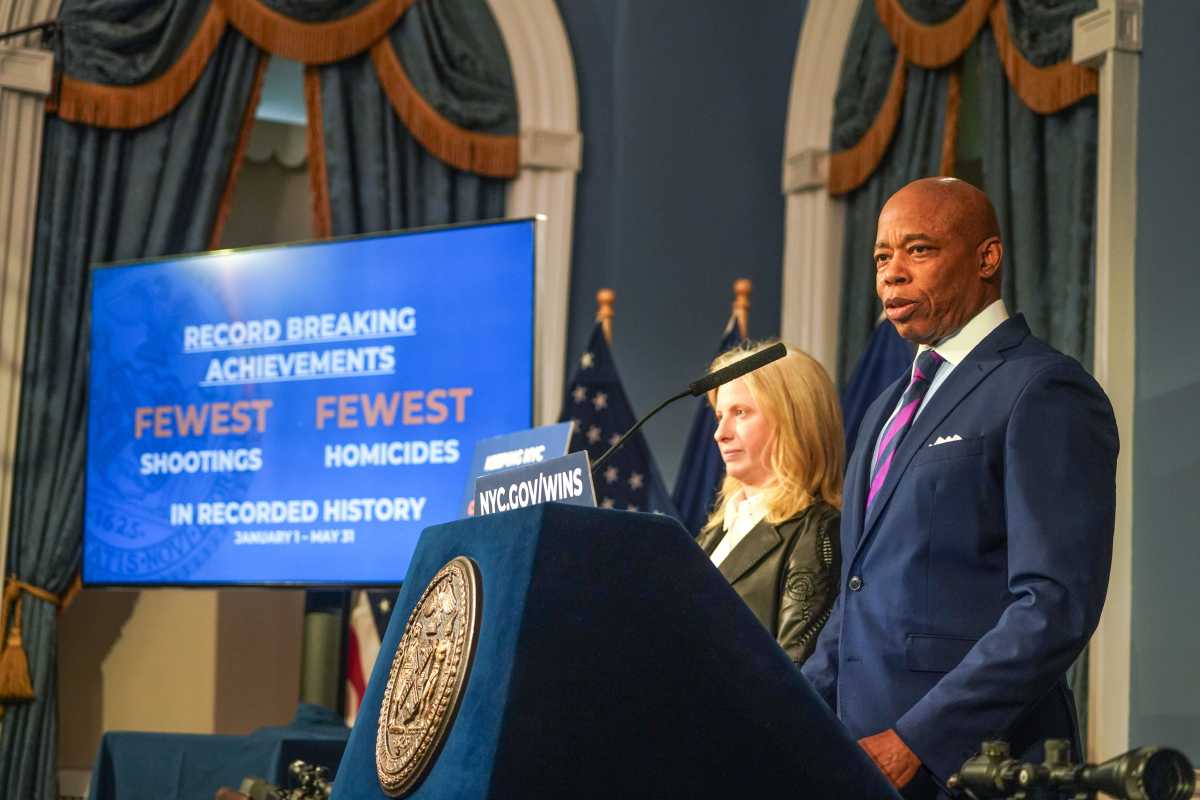 Mayor Adams speaks at a press conference